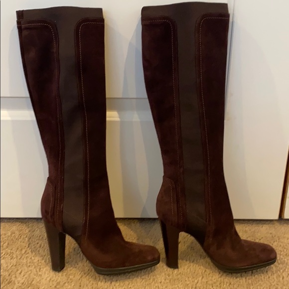 Sergio Rossi Shoes - Sergio Rossi seude and fabric pull on boots